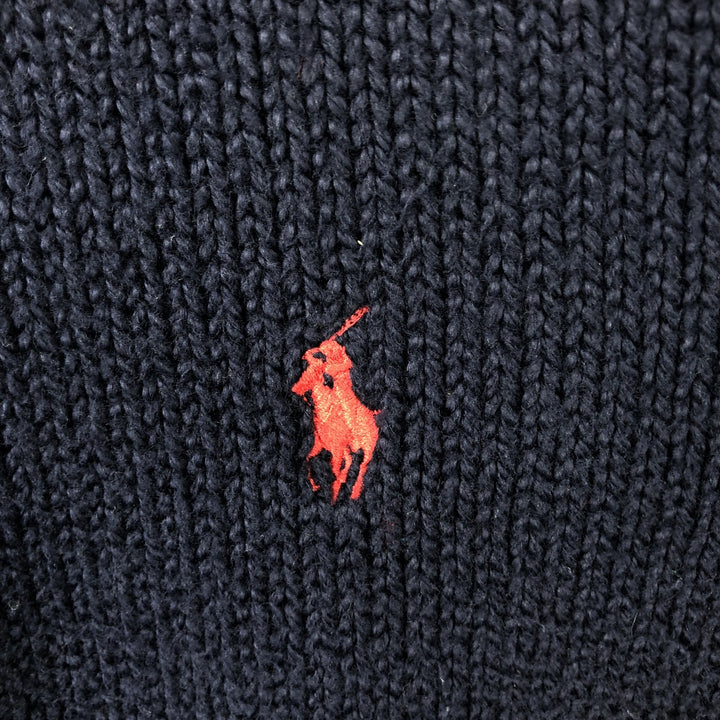 Ralph Lauren POLO by Ralph Lauren Cotton Knit Sweater Men's L size cotton navy blue type Vintage Second Hand