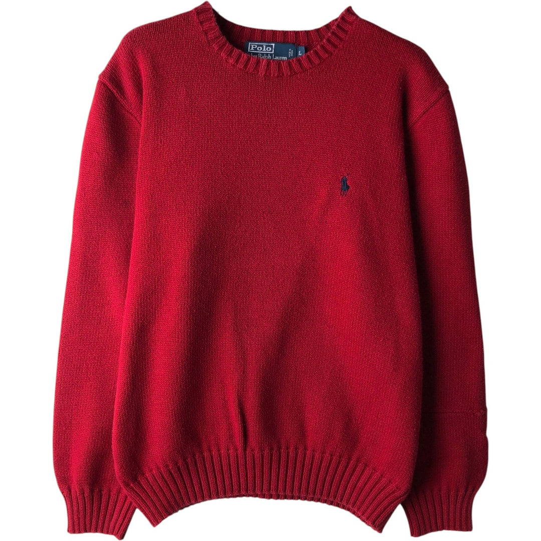 Ralph Lauren POLO by Ralph Lauren Cotton Knit Sweater Men's L size cotton red type Vintage Second Hand