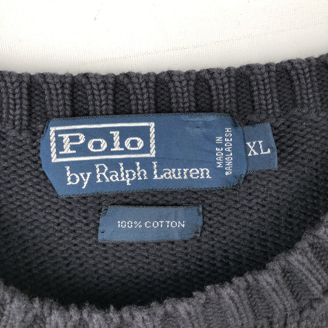 Ralph Lauren POLO by Ralph Lauren Cotton Knit Sweater Men's XL cotton black type Vintage Second Hand