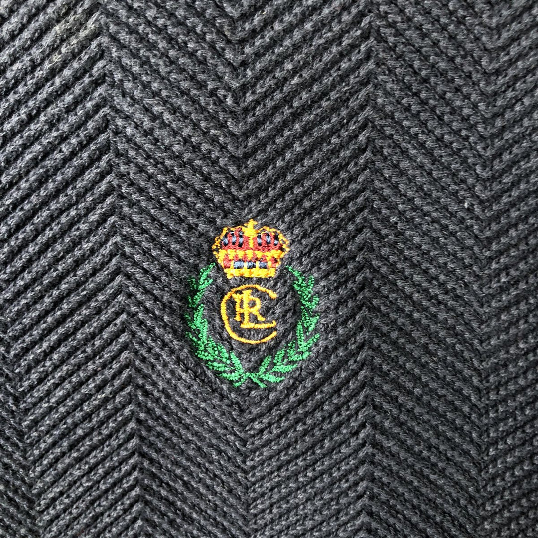 Ralph Lauren CHAPS herringbone cotton knit sweater, men's size M cotton navy blue type Vintage Second Hand
