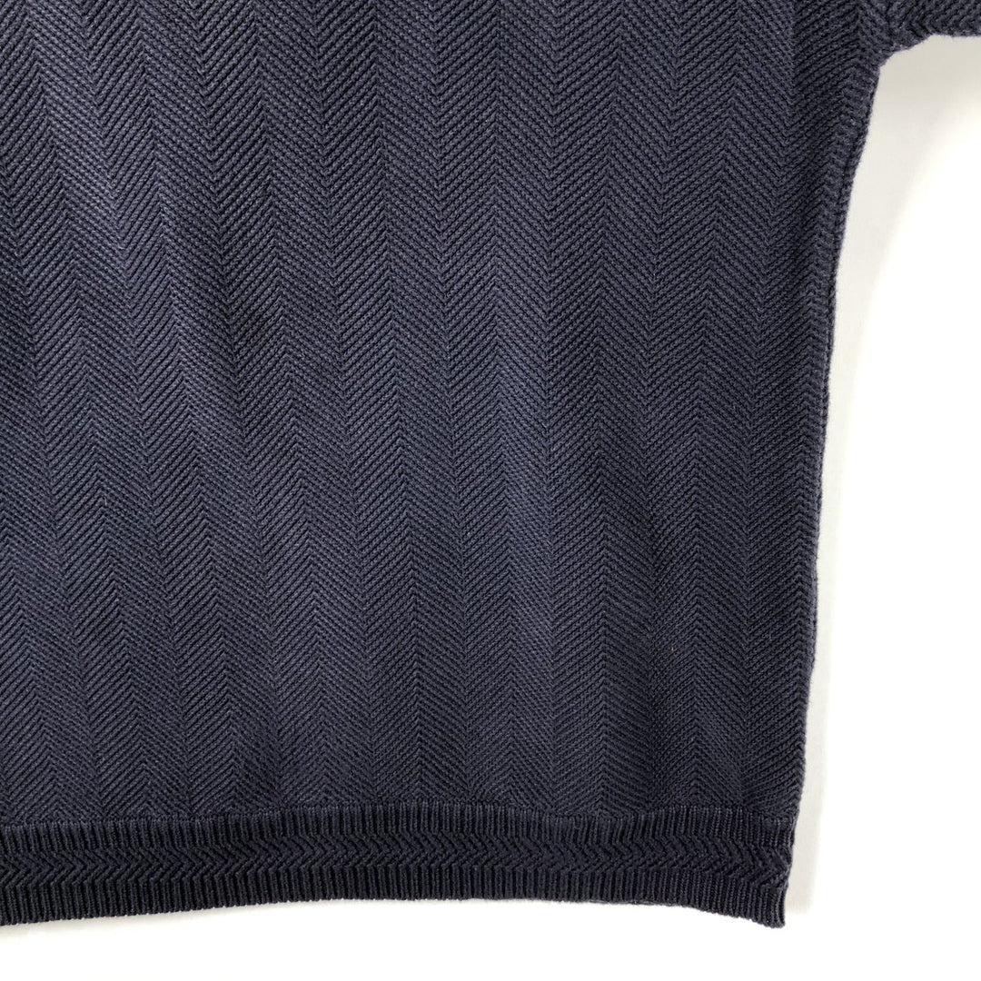 Ralph Lauren CHAPS herringbone cotton knit sweater, men's size M cotton navy blue type Vintage Second Hand