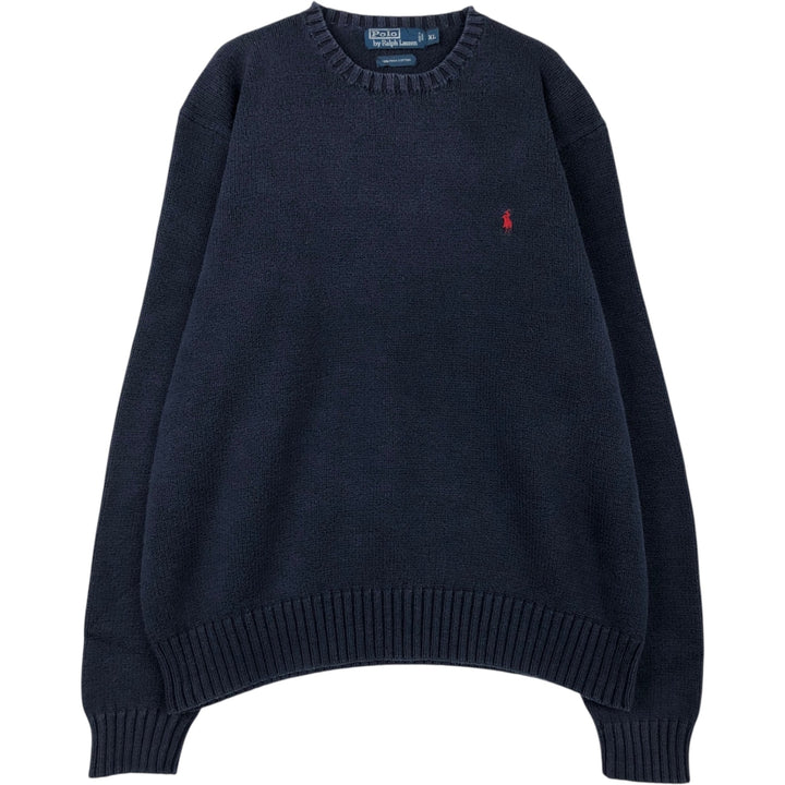 Ralph Lauren POLO by Ralph Lauren Cotton Knit Sweater Men's XL Pima Cotton navy blue type Vintage Second Hand