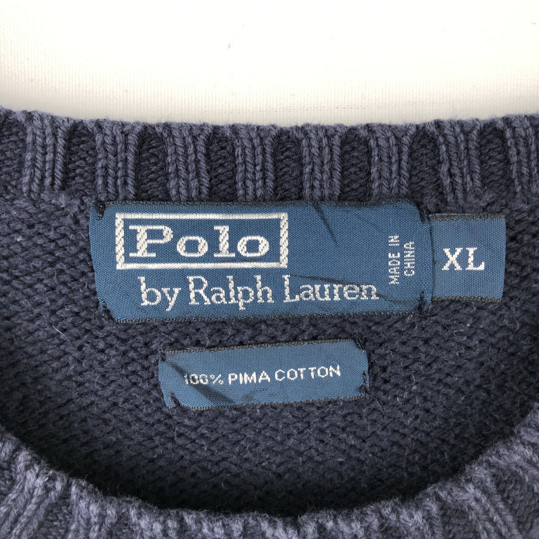 Ralph Lauren POLO by Ralph Lauren Cotton Knit Sweater Men's XL Pima Cotton navy blue type Vintage Second Hand