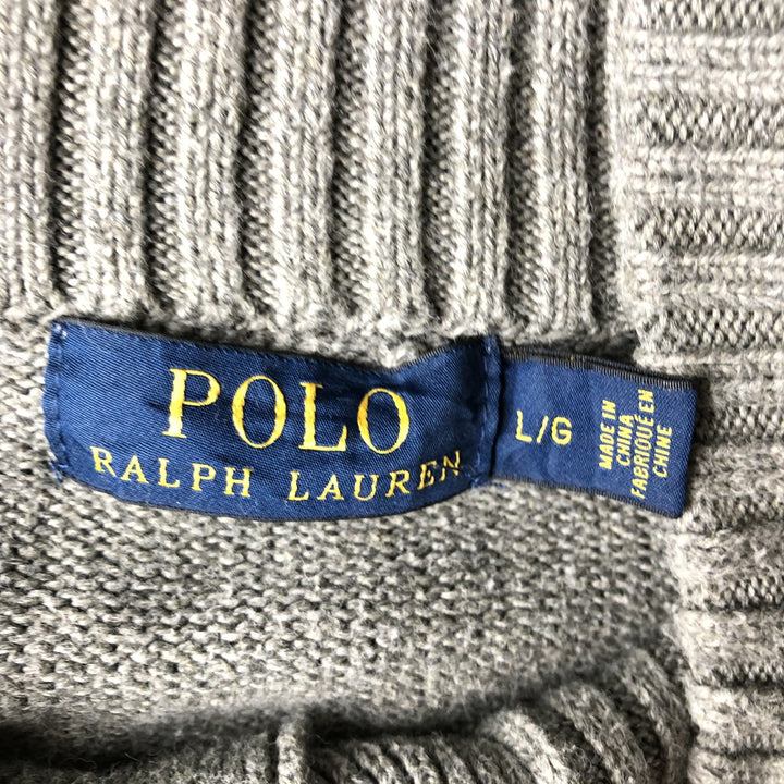 Ralph Lauren POLO RALPH LAUREN half-button cotton knit sweater, men's size L cotton gray type Vintage Second Hand