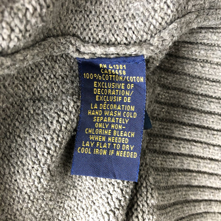 Ralph Lauren POLO RALPH LAUREN half-button cotton knit sweater, men's size L cotton gray type Vintage Second Hand