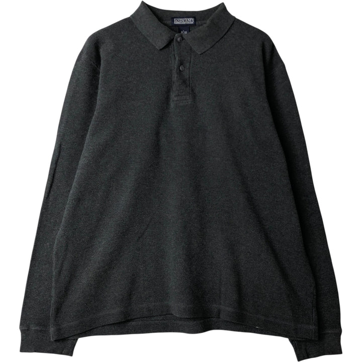 LANDS' END long-sleeved polo shirt, men's size L cotton Charcoal Vintage Second Hand
