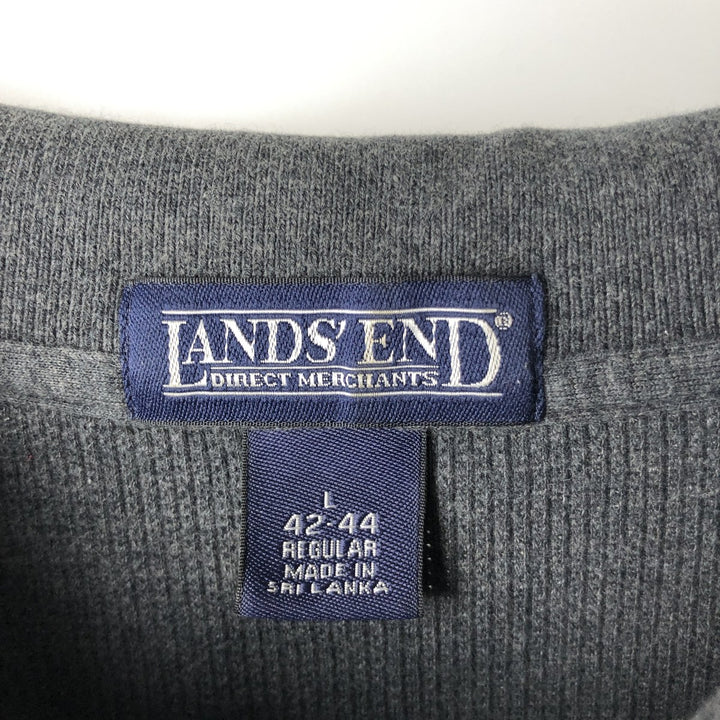 LANDS' END long-sleeved polo shirt, men's size L cotton Charcoal Vintage Second Hand