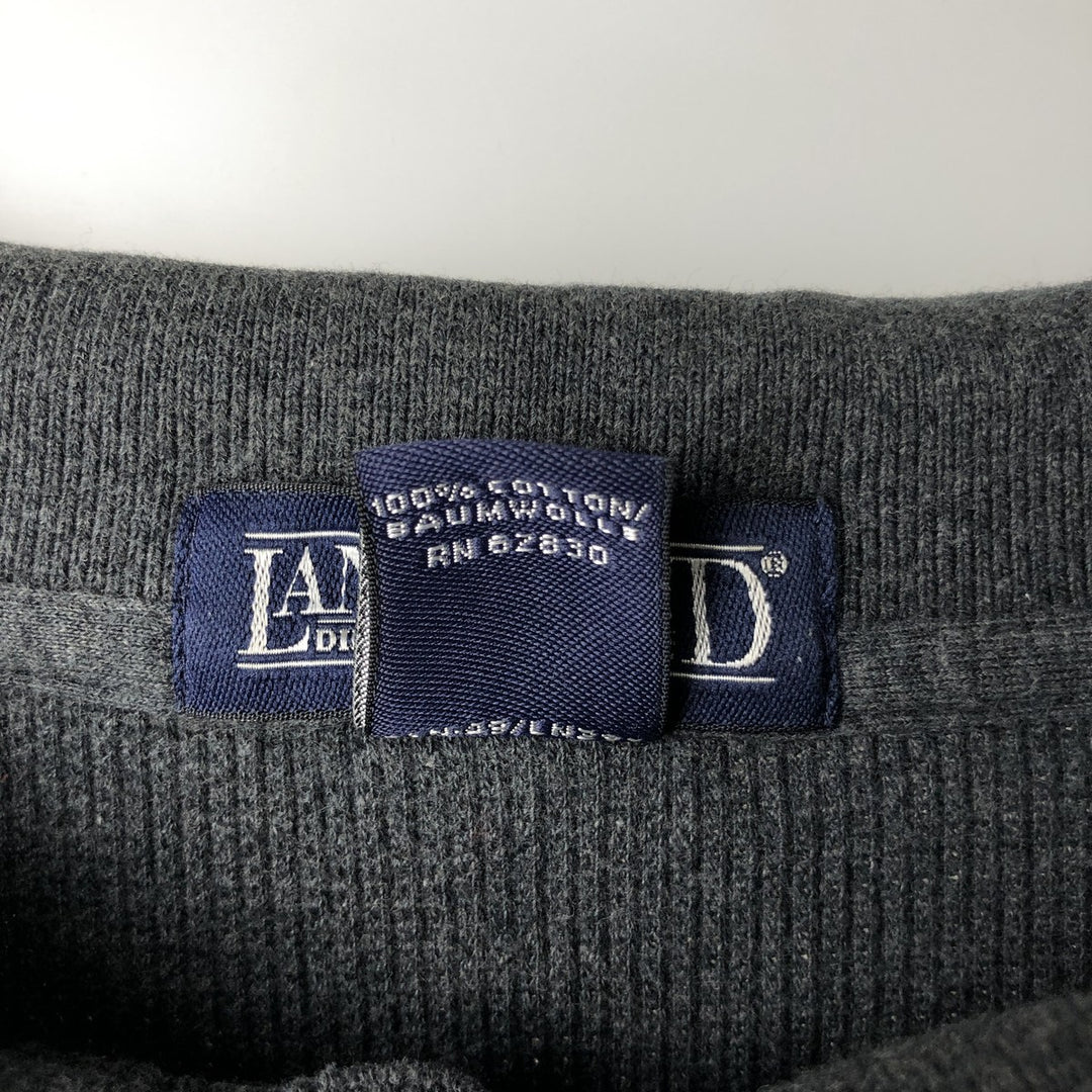 LANDS' END long-sleeved polo shirt, men's size L cotton Charcoal Vintage Second Hand