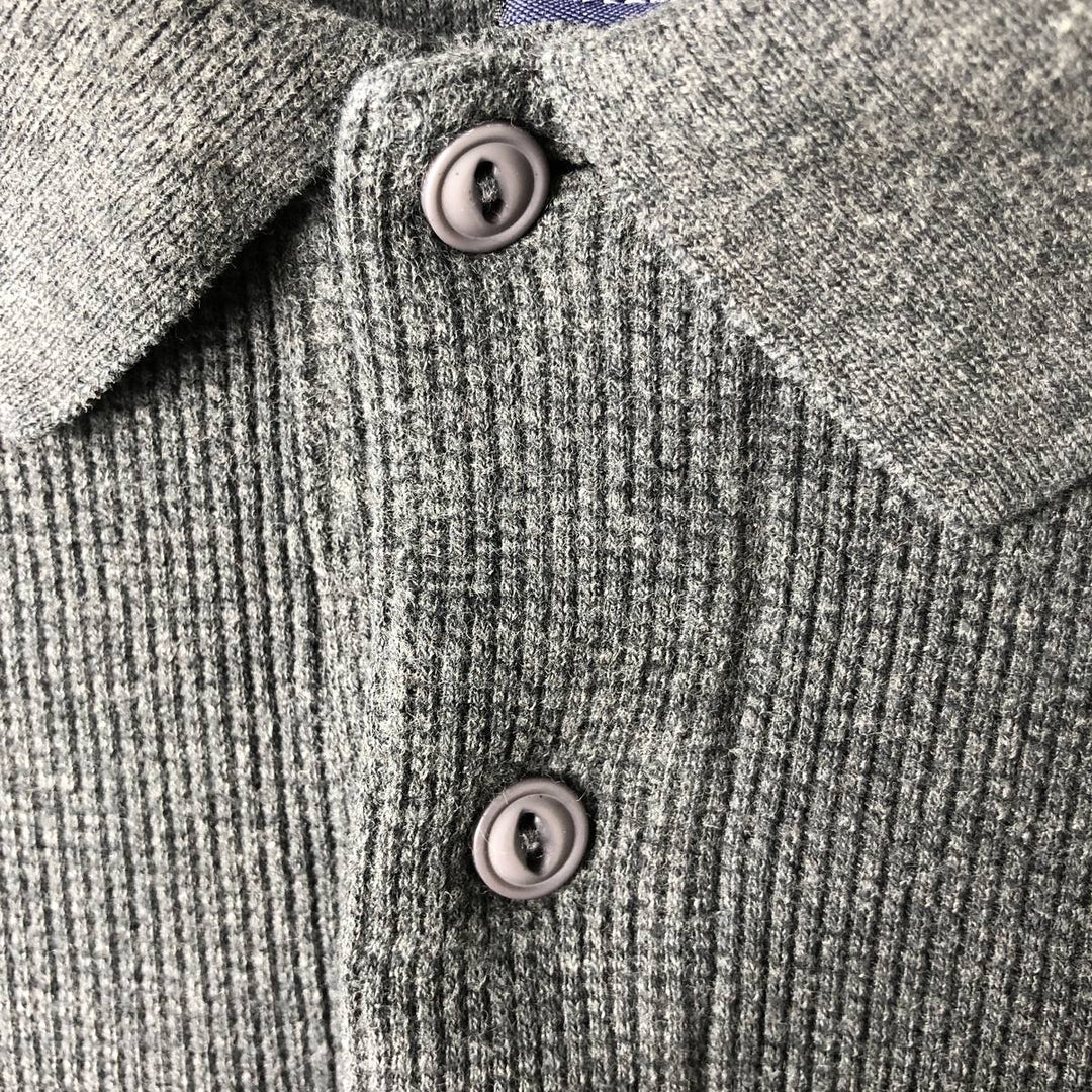 LANDS' END long-sleeved polo shirt, men's size L cotton Charcoal Vintage Second Hand