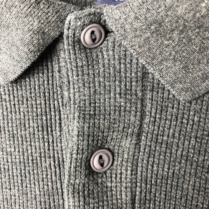 LANDS' END long-sleeved polo shirt, men's size L cotton Charcoal Vintage Second Hand