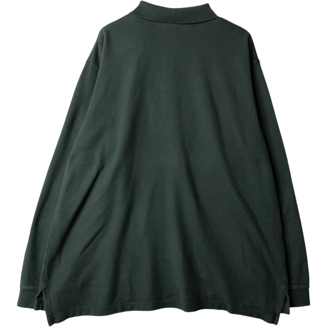 LLBean Men's Long Sleeve Polo Shirt (Size XL) cotton green type Vintage Second Hand