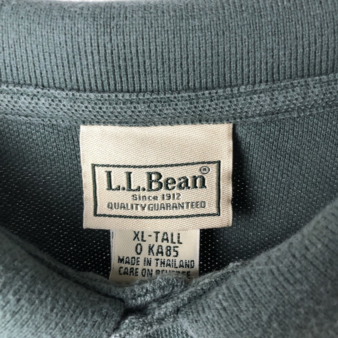 LLBean Men's Long Sleeve Polo Shirt (Size XL) cotton green type Vintage Second Hand