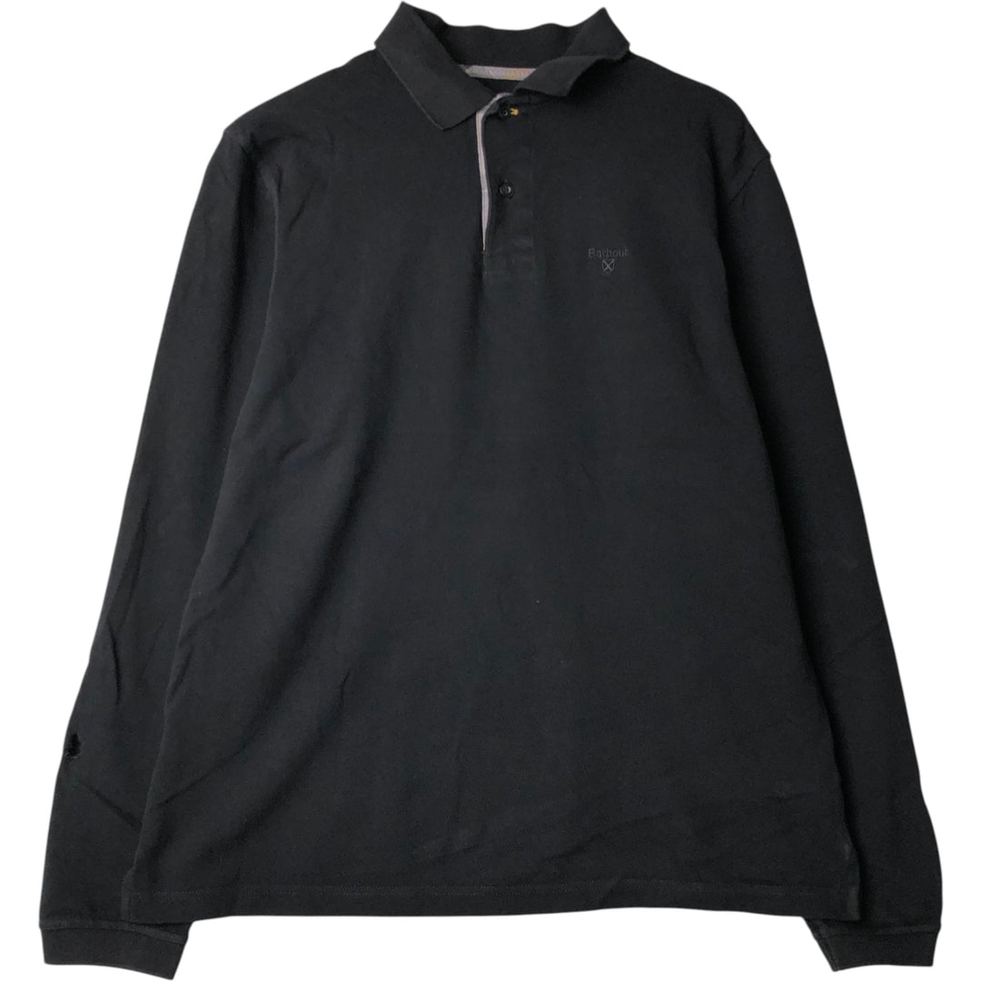 Barbour long-sleeved polo shirt, men's size L cotton black type Vintage Second Hand