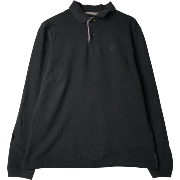 Barbour long-sleeved polo shirt, men's size L cotton black type Vintage Second Hand