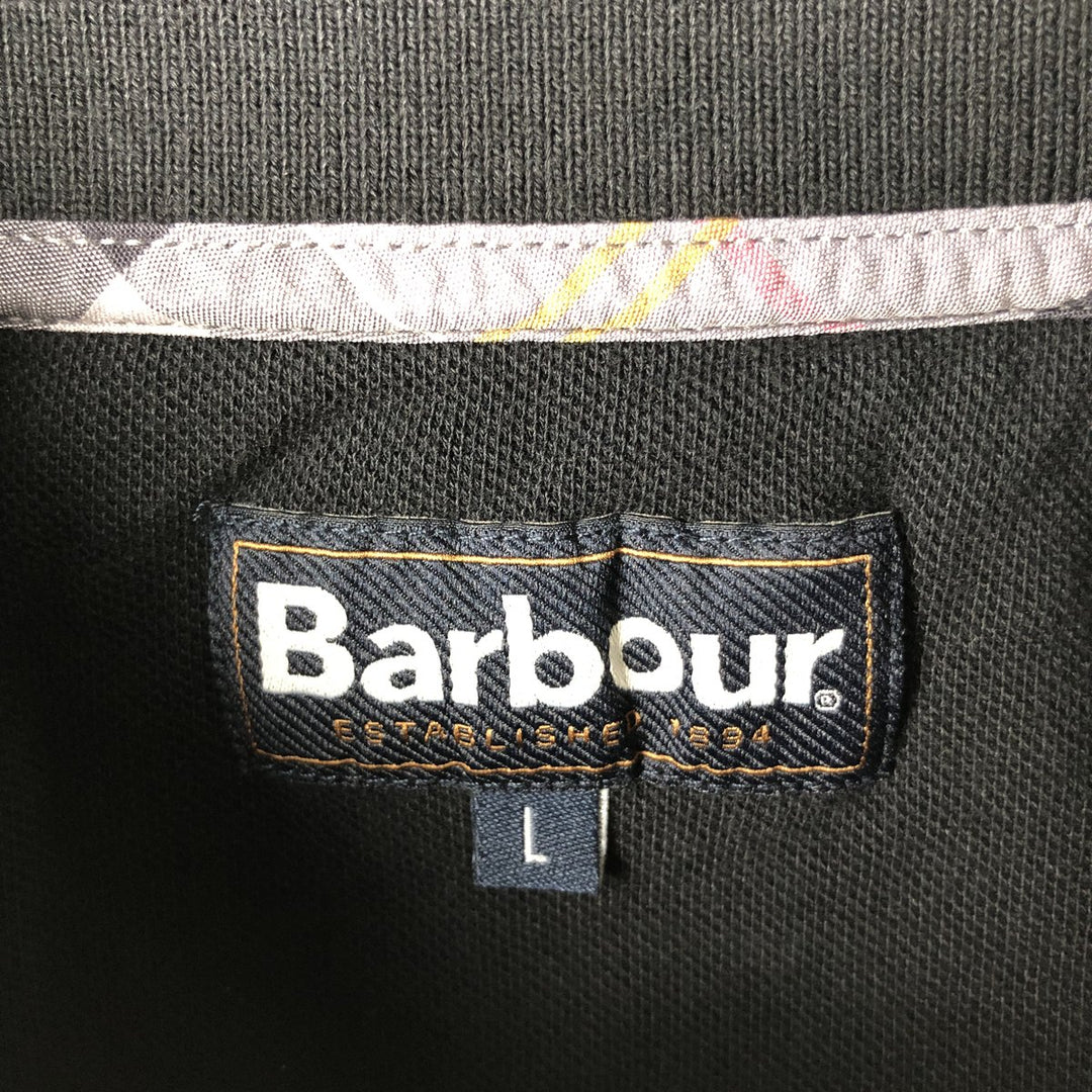 Barbour long-sleeved polo shirt, men's size L cotton black type Vintage Second Hand