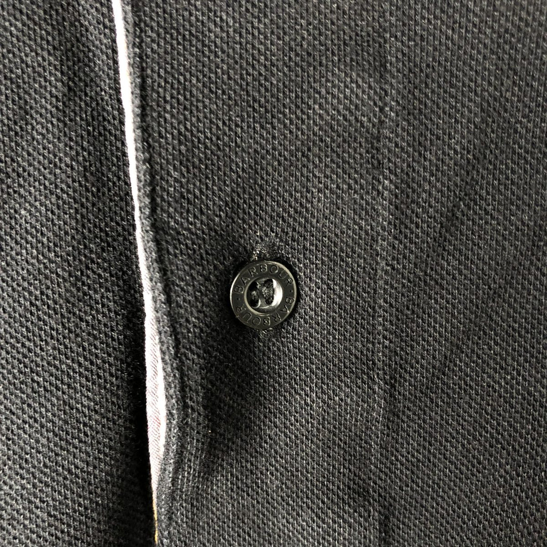 Barbour long-sleeved polo shirt, men's size L cotton black type Vintage Second Hand
