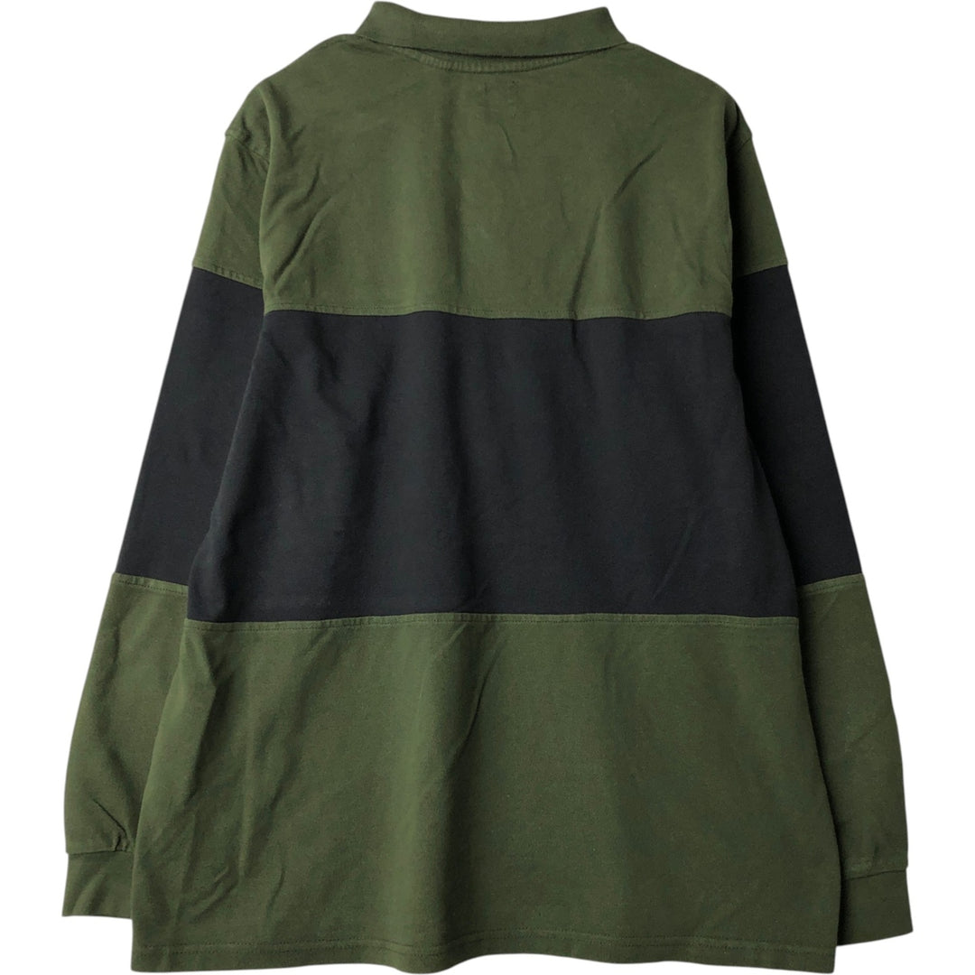 Levi's Relaxed Long Sleeve Striped Polo Shirt, Men's Size L cotton Green type dark green Vintage Second Hand