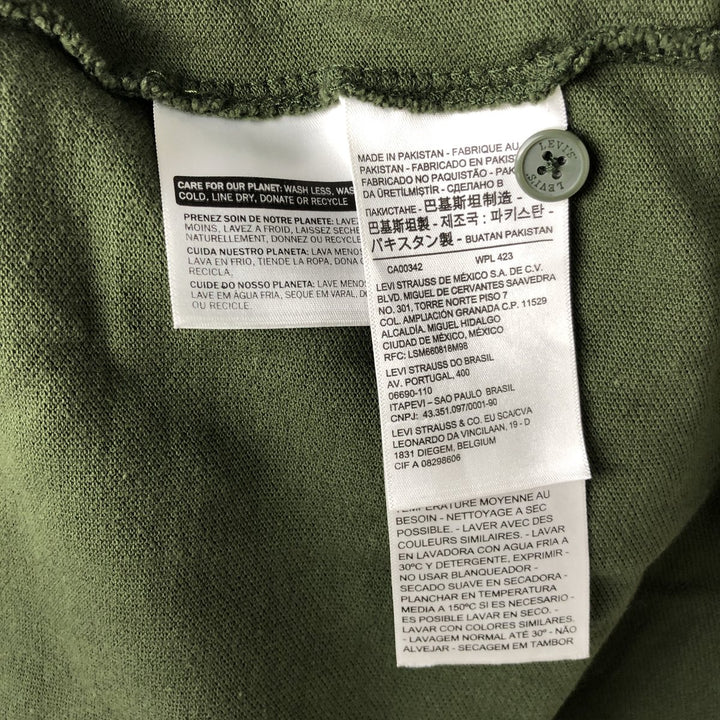 Levi's Relaxed Long Sleeve Striped Polo Shirt, Men's Size L cotton Green type dark green Vintage Second Hand