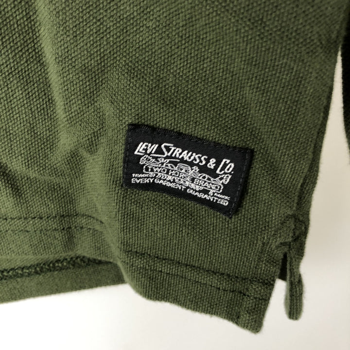Levi's Relaxed Long Sleeve Striped Polo Shirt, Men's Size L cotton Green type dark green Vintage Second Hand