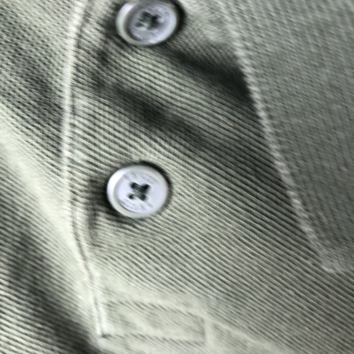 Levi's Relaxed Long Sleeve Striped Polo Shirt, Men's Size L cotton Green type dark green Vintage Second Hand