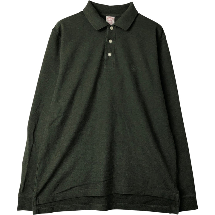 Brooks Brothers Est. 1818 Men's Long Sleeve Polo Shirt, Size M cotton green type Vintage Second Hand