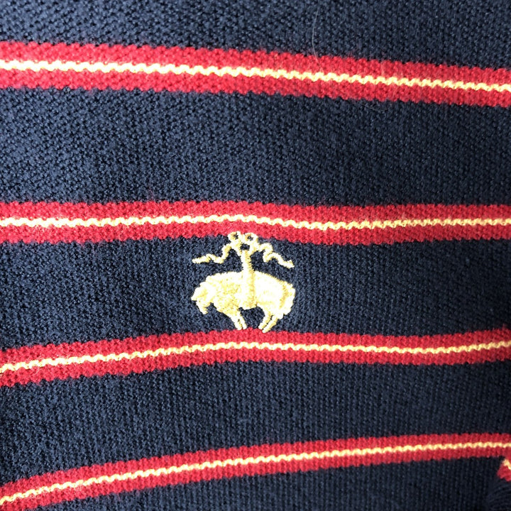 Brooks Brothers 346 Striped Pattern Long Sleeve Polo Shirt, Men's Size XL cotton navy blue type Vintage Second Hand