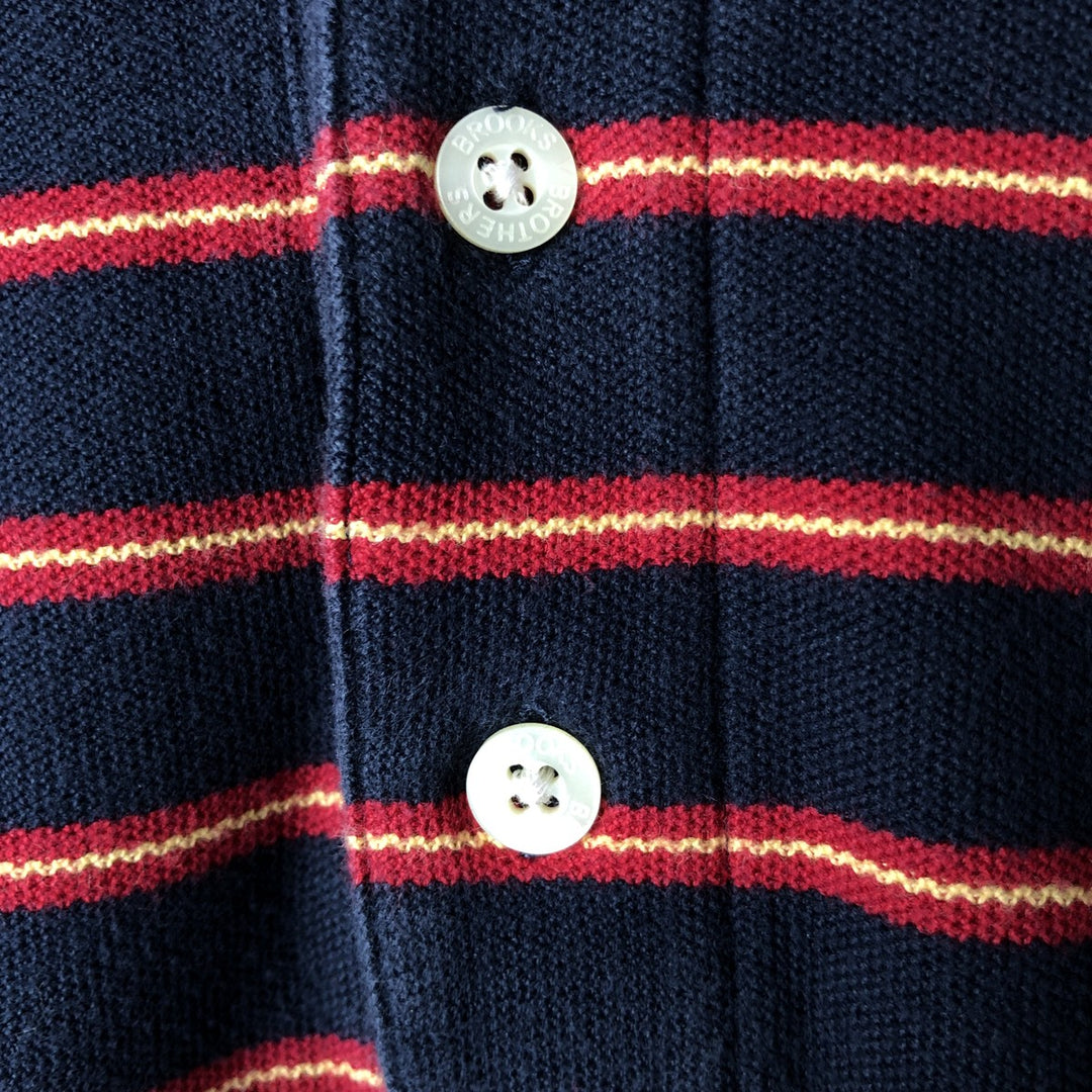 Brooks Brothers 346 Striped Pattern Long Sleeve Polo Shirt, Men's Size XL cotton navy blue type Vintage Second Hand