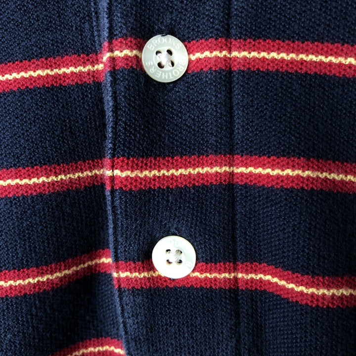Brooks Brothers 346 Striped Pattern Long Sleeve Polo Shirt, Men's Size XL cotton navy blue type Vintage Second Hand
