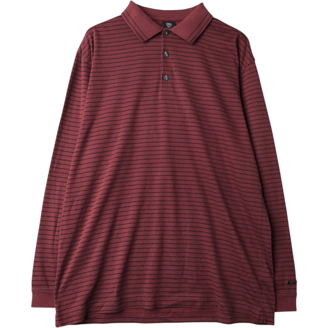 Nike Golf Long Sleeve Striped Polo Shirt, Men's Size L cotton bordeaux Vintage Second Hand