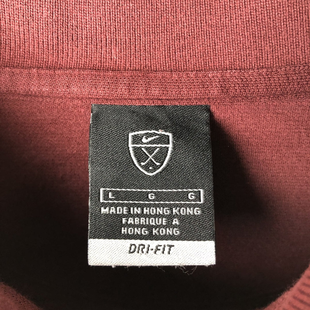 Nike Golf Long Sleeve Striped Polo Shirt, Men's Size L cotton bordeaux Vintage Second Hand