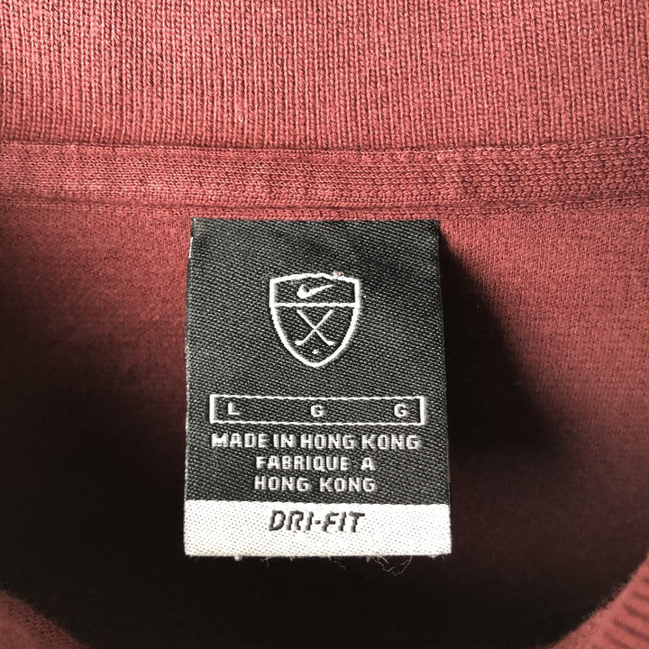 Nike Golf Long Sleeve Striped Polo Shirt, Men's Size L cotton bordeaux Vintage Second Hand