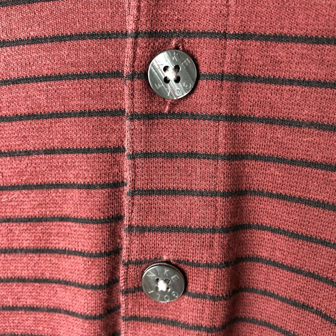 Nike Golf Long Sleeve Striped Polo Shirt, Men's Size L cotton bordeaux Vintage Second Hand