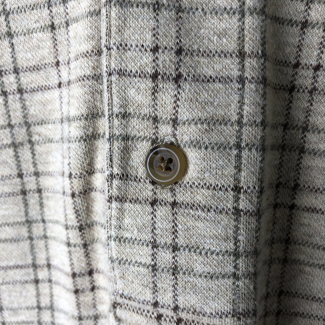 LANDS' END Long Sleeve Check Polo Shirt, Men's Size M cotton Beige type Vintage Second Hand