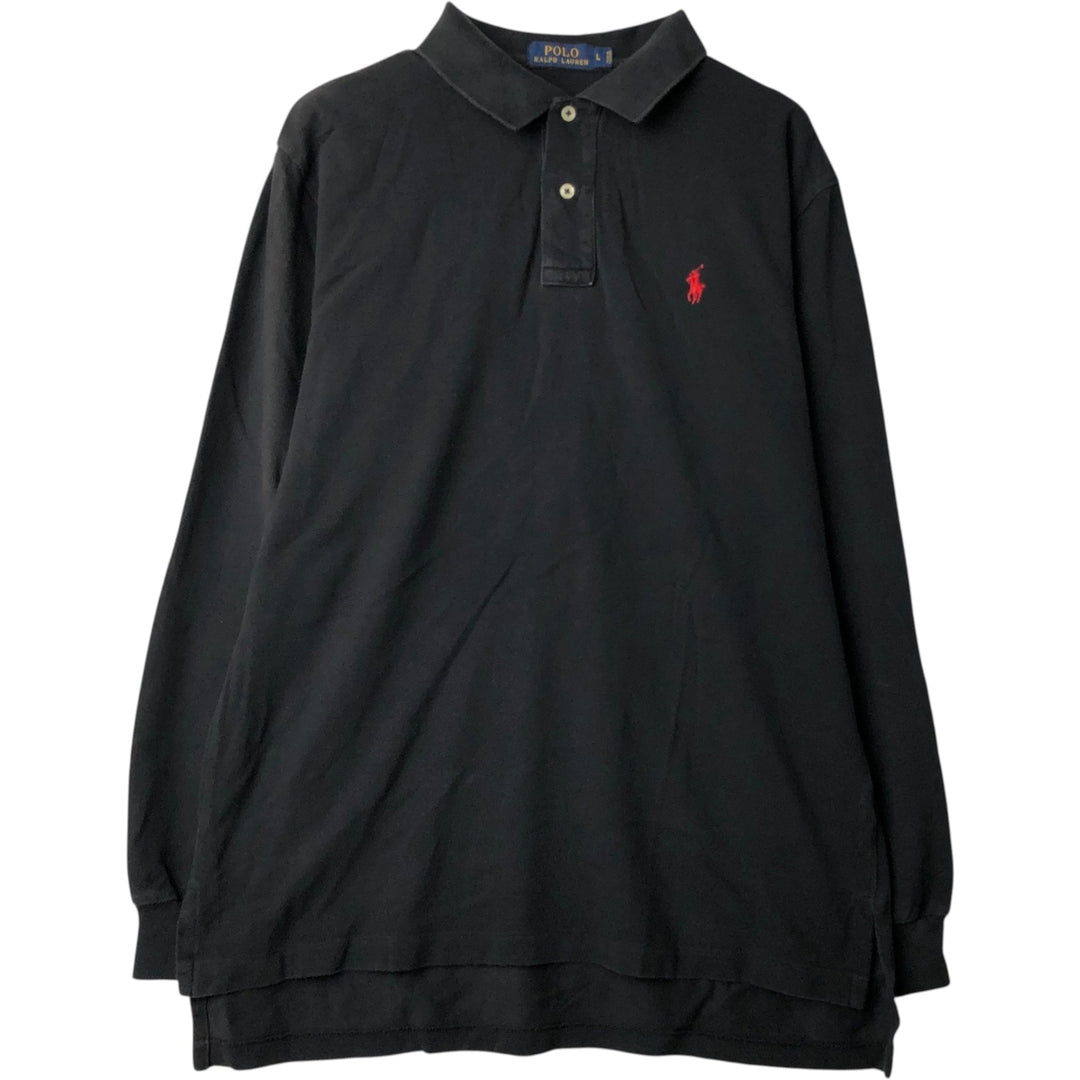 Ralph Lauren POLO RALPH LAUREN long-sleeved polo shirt, men's size L cotton black type Vintage Second Hand