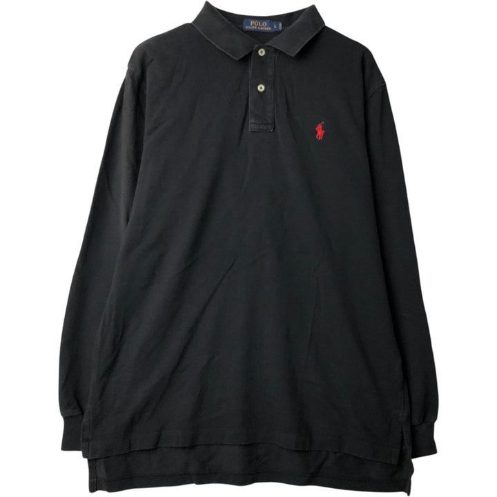 Ralph Lauren POLO RALPH LAUREN long-sleeved polo shirt, men's size L cotton black type Vintage Second Hand