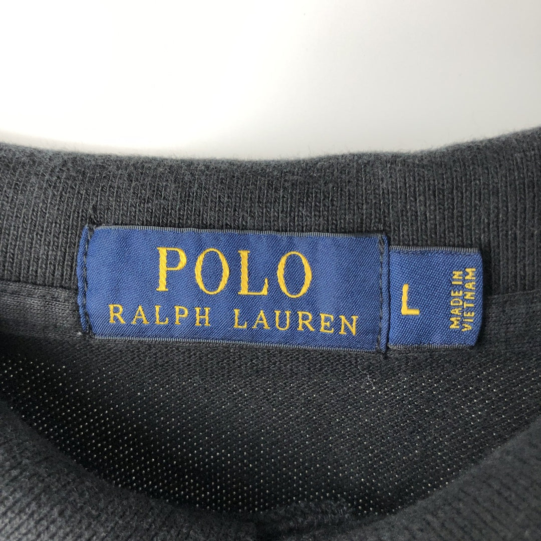 Ralph Lauren POLO RALPH LAUREN long-sleeved polo shirt, men's size L cotton black type Vintage Second Hand