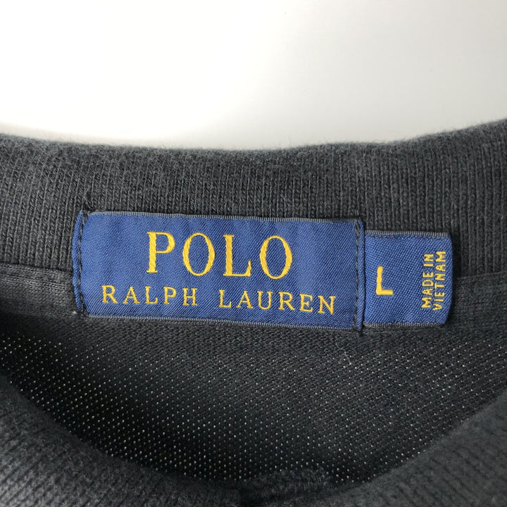 Ralph Lauren POLO RALPH LAUREN long-sleeved polo shirt, men's size L cotton black type Vintage Second Hand