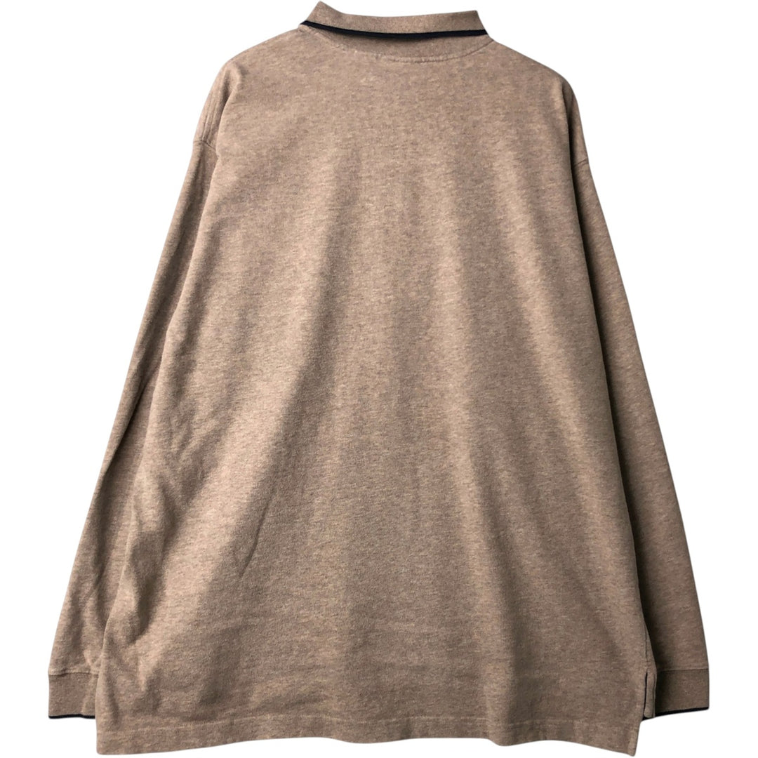 90'S LLBean Long Sleeve Polo Shirt, Men's XL, Vintage cotton Beige type Vintage Second Hand