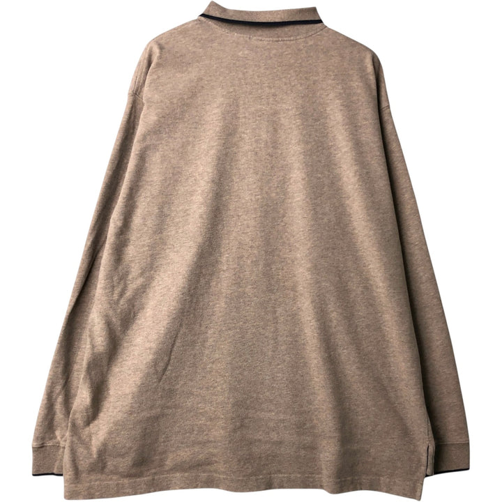 90'S LLBean Long Sleeve Polo Shirt, Men's XL, Vintage cotton Beige type Vintage Second Hand