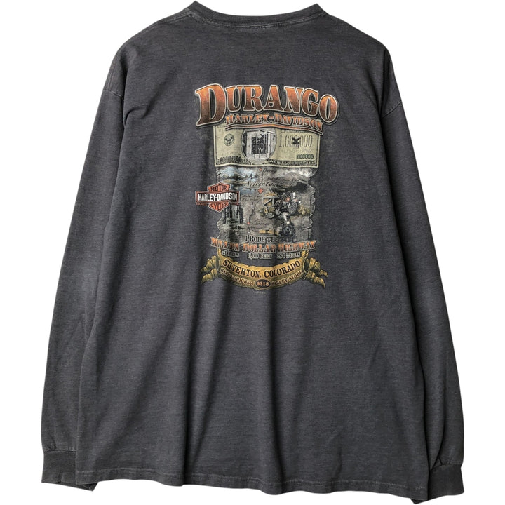 Harley-Davidson Long-Sleeve T-Shirt, Size 2X-LARGE (equivalent to Men's XXL) cotton gray type Vintage Second Hand