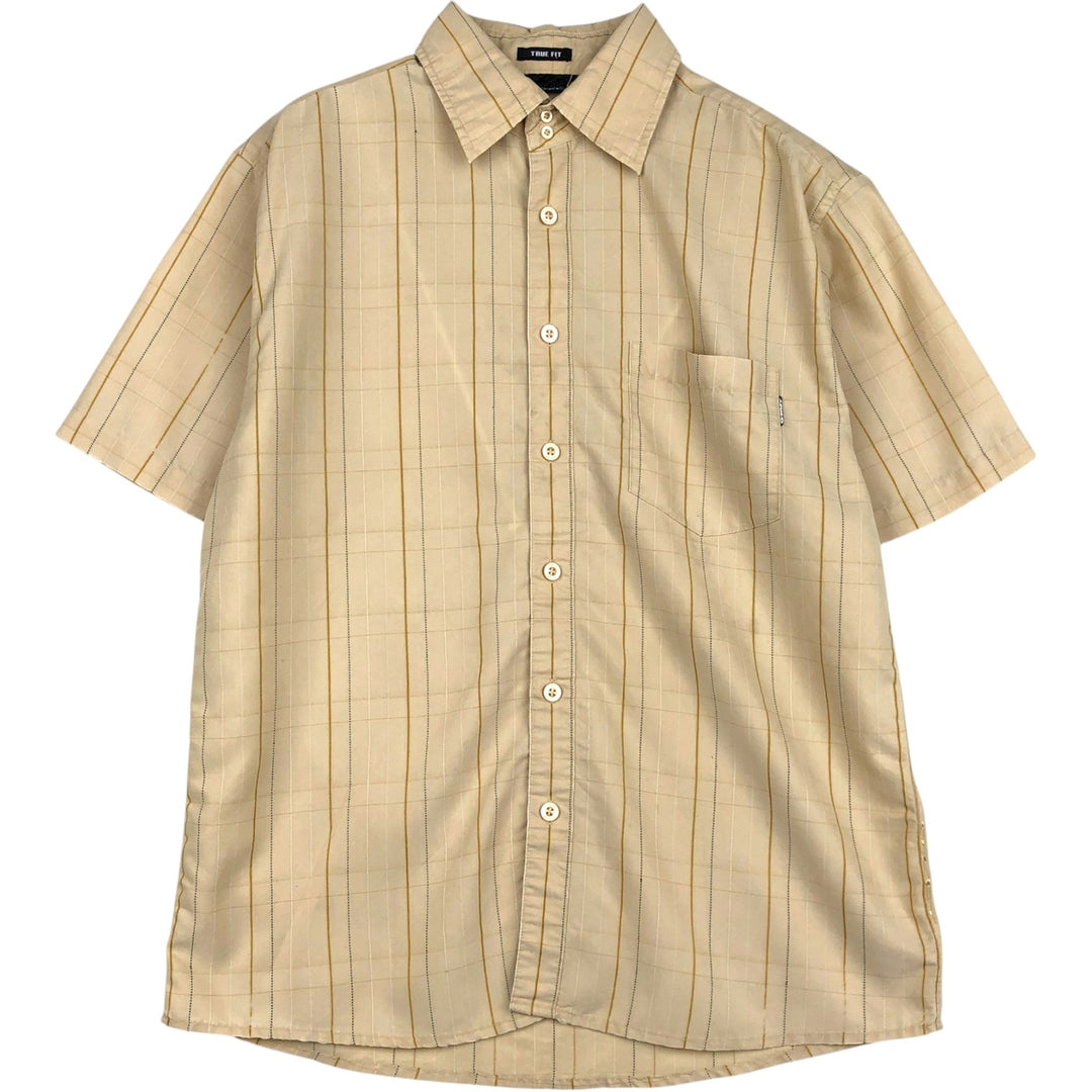 Oakley TRUE FIT Check Pattern Short-Sleeve Rayon Shirt, Men's Size M (approx.) Rayon Beige type Vintage Second Hand