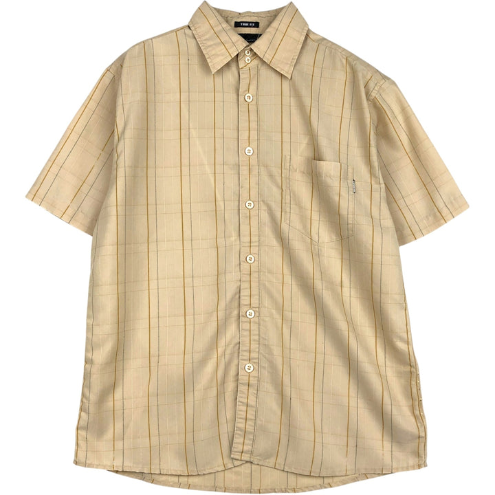 Oakley TRUE FIT Check Pattern Short-Sleeve Rayon Shirt, Men's Size M (approx.) Rayon Beige type Vintage Second Hand