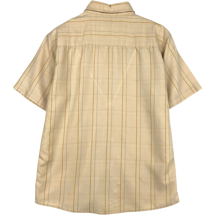 Oakley TRUE FIT Check Pattern Short-Sleeve Rayon Shirt, Men's Size M (approx.) Rayon Beige type Vintage Second Hand