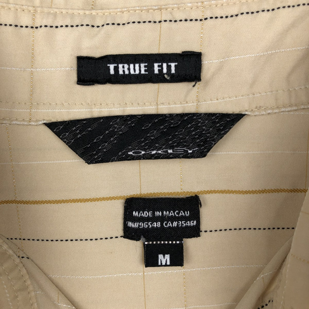 Oakley TRUE FIT Check Pattern Short-Sleeve Rayon Shirt, Men's Size M (approx.) Rayon Beige type Vintage Second Hand