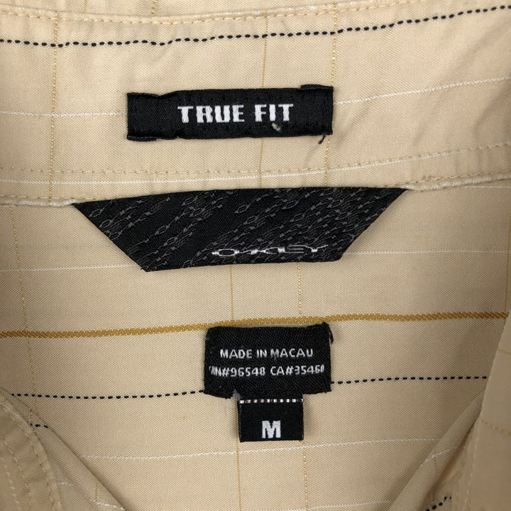 Oakley TRUE FIT Check Pattern Short-Sleeve Rayon Shirt, Men's Size M (approx.) Rayon Beige type Vintage Second Hand