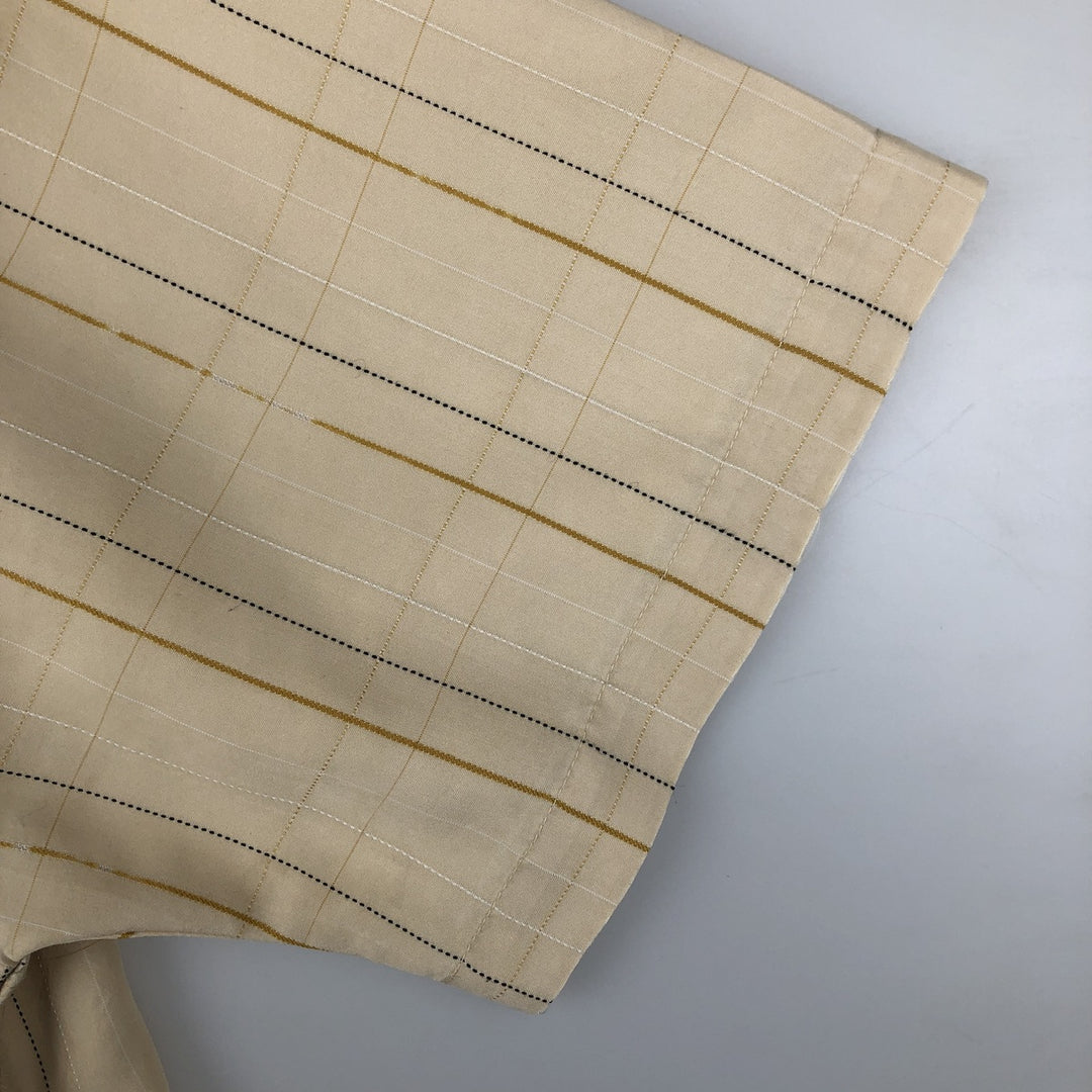 Oakley TRUE FIT Check Pattern Short-Sleeve Rayon Shirt, Men's Size M (approx.) Rayon Beige type Vintage Second Hand