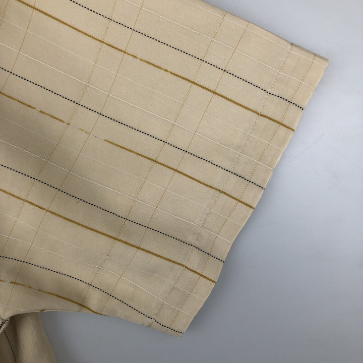 Oakley TRUE FIT Check Pattern Short-Sleeve Rayon Shirt, Men's Size M (approx.) Rayon Beige type Vintage Second Hand