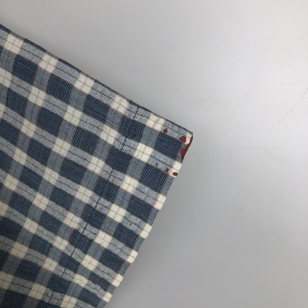 Ralph Lauren CHAPS seersucker short-sleeved button-down check shirt, men's size M (approx.) cotton blue type Vintage Second Hand