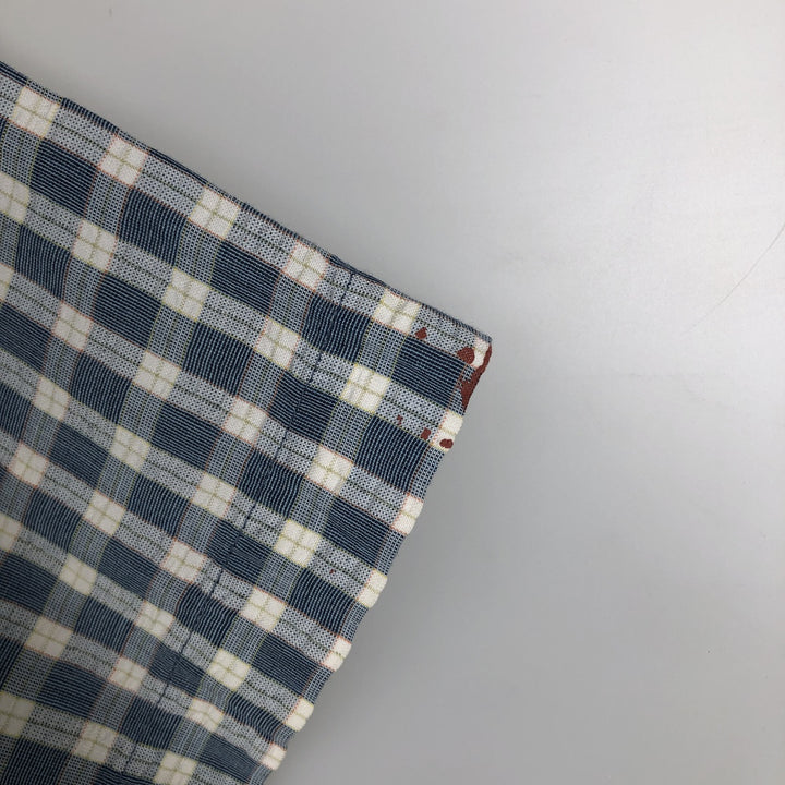 Ralph Lauren CHAPS seersucker short-sleeved button-down check shirt, men's size M (approx.) cotton blue type Vintage Second Hand