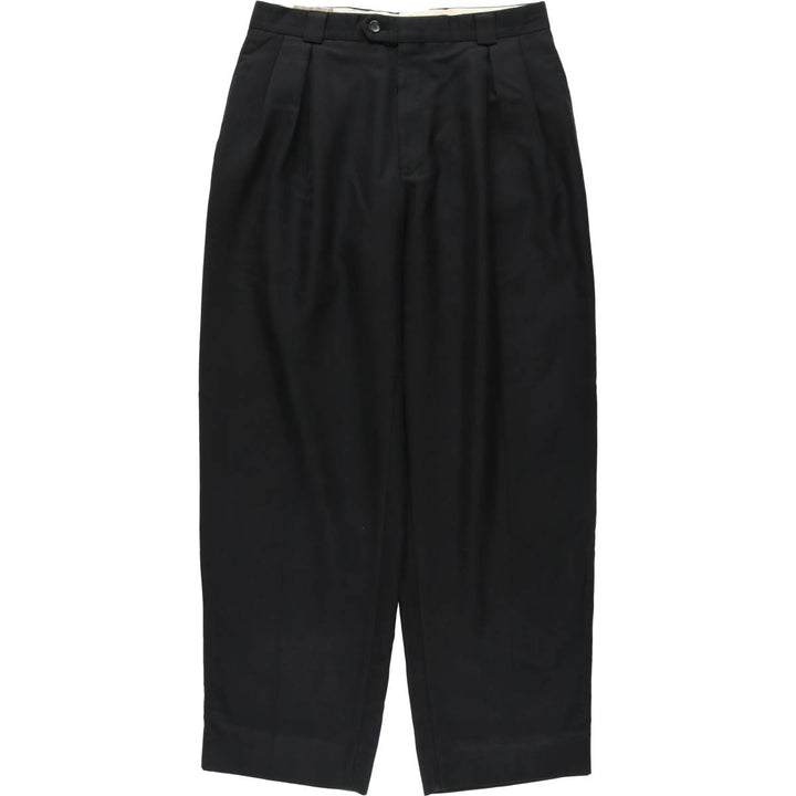 FRANCO TASSI Two-Pleat Slacks, Made in Canada, Men's Size W31 (approx.), Vintage polyester black type Vintage Second Hand